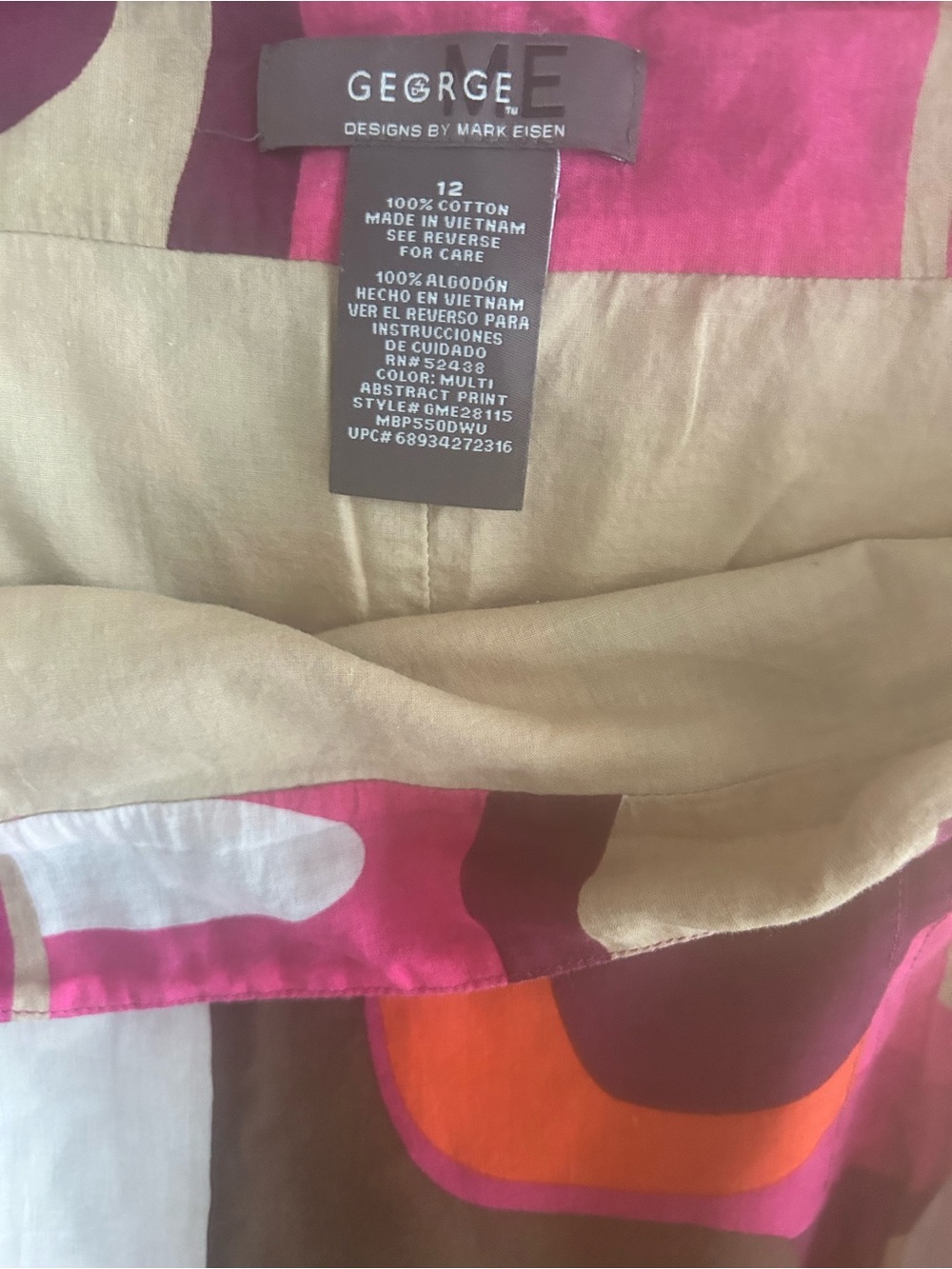 George Abstract Colorblock Mini Skirt in Pink, Orange, Brown, Cream